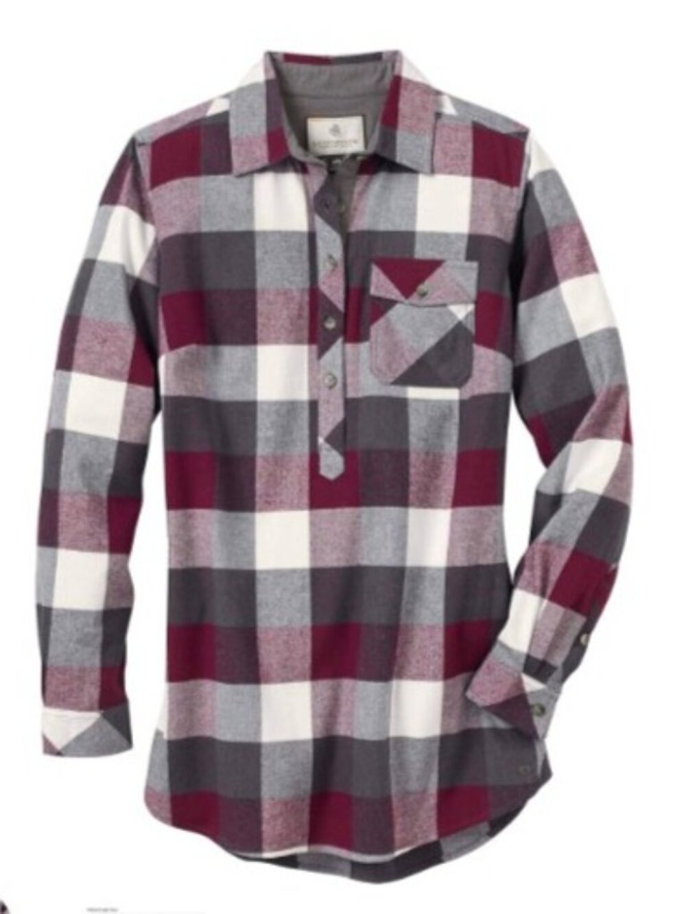 Legendary Whitetails Ladies Firelight Popover Plaid Flannel Tunic, Size XL